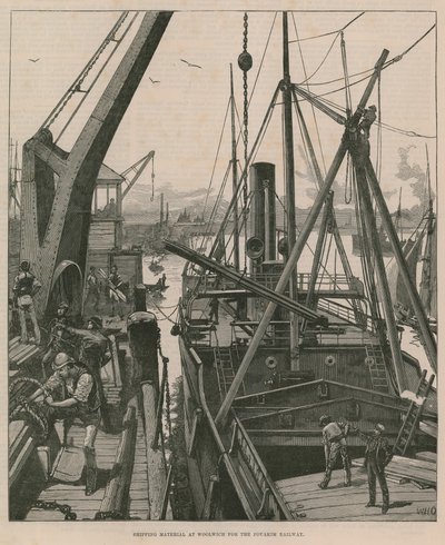 Shipping material at Woolwich for the Souakim Railway by William Heysham Overend