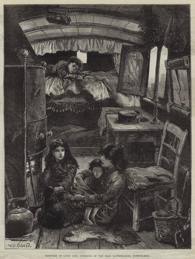 Sketches of Gipsy Life, Interior of Van Near Latimer-Road, Notting-Hill by William Heysham Overend