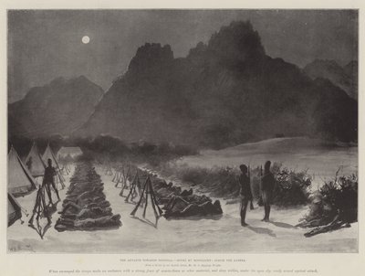 The Advance towards Dongola, Sonki by Moonlight, inside the Zareba by William Heysham Overend