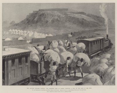 The Advance Towards Dongola, the Fortified Camp at Sarras, Crowning a Hill on the Bank of the Nile by William Heysham Overend