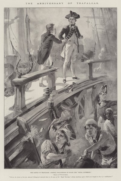The Anniversary of Trafalgar, the Battle of Trafalgar, Admiral Collingwood on Board the Royal Sovereign by William Heysham Overend