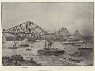 The Channel Squadron at Anchor off the Forth Bridge by William Heysham Overend