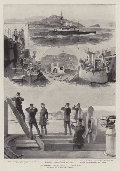 The Eastern Crisis, Scenes in Canea Bay by William Heysham Overend