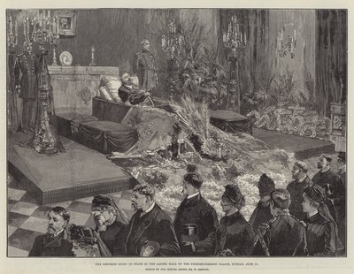 The Emperor lying in state in the Jasper Hall of the Friedrichskron Palace, Sunday, 17 June by William Heysham Overend