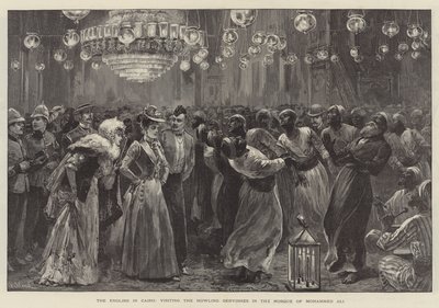 The English in Cairo, visiting the Howling Dervishes in the Mosque of Mohammed Ali by William Heysham Overend