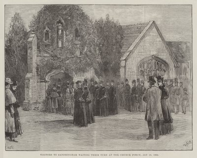The Funeral of the Late Duke of Clarence and Avondale, Visitors to Sandringham Waiting Their Turn at the Church Porch, 18 January 1892 by William Heysham Overend