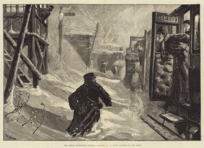 The Great Snowstorm, Tuesday, 18 January, a Train blocked in the Snow by William Heysham Overend