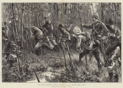 The Looshai Expedition, Goorkhas clearing a Passage through Bamboo Jungle by William Heysham Overend