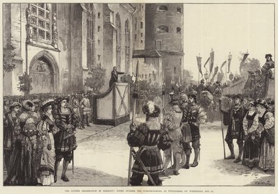 The Luther Celebration in Germany, Scene Outside the Schloss-Kirche, at Wittenberg, on Wednesday, 31 October by William Heysham Overend