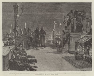 The Naval Manoeuvres, Blockade of Berehaven, Signal by Two Rockets from the Inshore Squadron to the Admiral Outside by William Heysham Overend