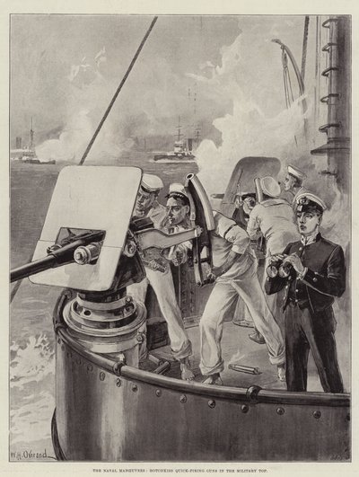 The Naval Manoeuvres, Hotchkiss Quick-Firing Guns in the Military Top by William Heysham Overend