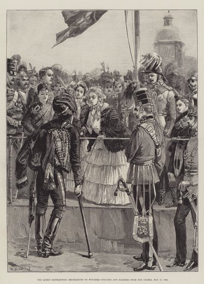The Queen Distributing Decorations to Wounded Officers and Soldiers from the Crimea by William Heysham Overend