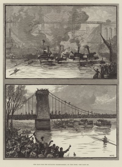 The Race for the Sculling Championship, on the Tyne by William Heysham Overend