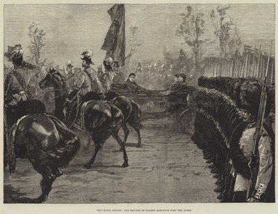 The Royal Review, the Brigade of Guards marching past the Queen by William Heysham Overend