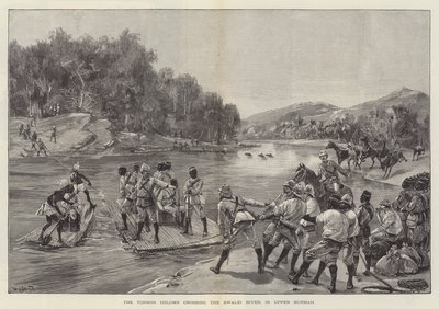The Tonhon Column crossing the Swalei River, in Upper Burmah by William Heysham Overend