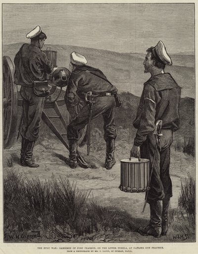The Zulu War, Garrison of Fort Pearson, on the Lower Tugela, at Gatling Gun Practice by William Heysham Overend