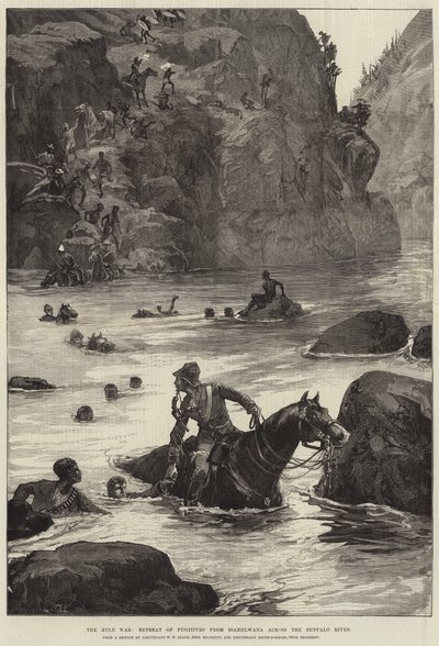 The Zulu War, Retreat of Fugitives from Isanhlwana across the Buffalo River by William Heysham Overend