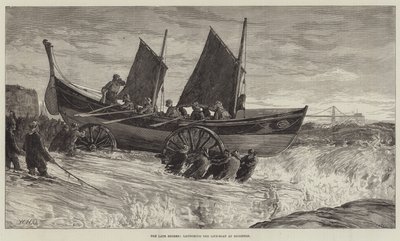 The late Storms, launching the Life-Boat at Brighton by William Heysham Overend