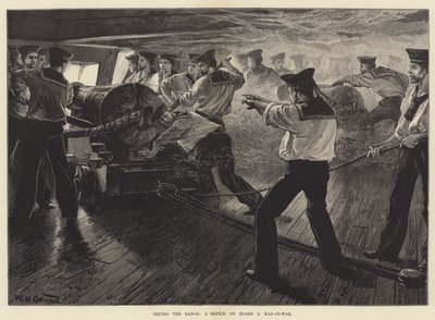 Trying the Range, a Sketch on Board a Man-of-War by William Heysham Overend