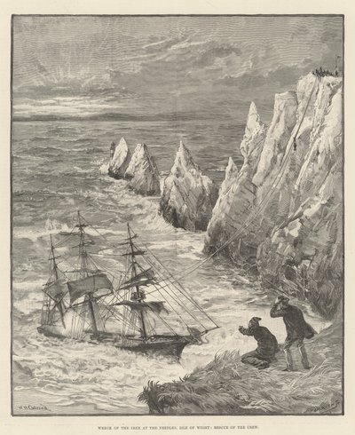 Wreck of the Irex at the Needles, Isle of Wight, Rescue of the Crew by William Heysham Overend