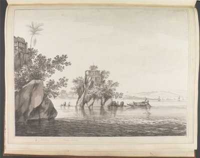A View of an Insulated Rock in the River Ganges at Jangerah [Jahangira] by William Hodges