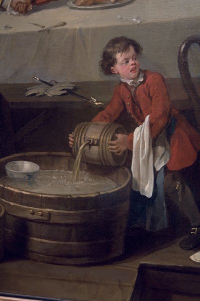A Distracted Scullion Pours a Cask of Brandy onto a Half-Barrel of Filthy Slops (detail) by William Hogarth