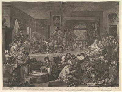 An Election Entertainment, Plate I: Four Prints of an Election by William Hogarth