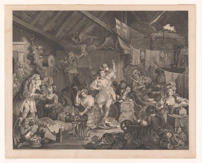 Disguised Actresses and Children in a Barn (Strolling Actresses Dressing in a Barn) by William Hogarth