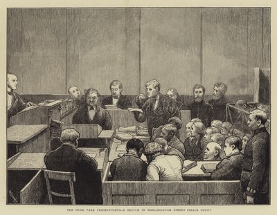 The Hyde Park Prosecutions, a Sketch in Marlborough Street Police Court by William III Bromley