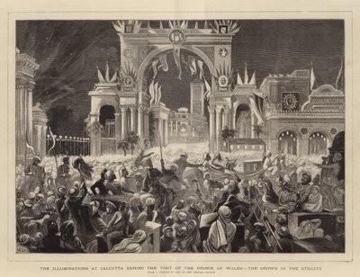 The Illuminations at Calcutta during the Visit of the Prince of Wales, the Crowd in the Streets by William John Hennessy