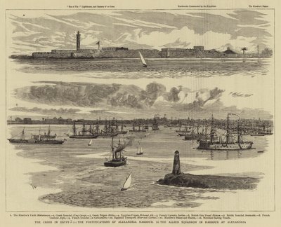 The Crisis in Egypt, the Fortifications of Alexandria Harbour, the Allied Squadron in Harbour at Alexandria by William Lionel Wyllie