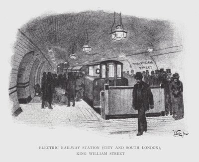 Electric Railway Station, City and South London, King William Street by William Luker