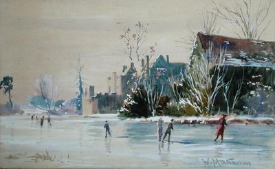 Skating at Broughton Castle by William Matthison