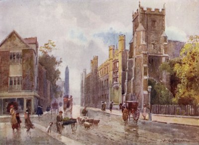 St Botolphs Church and Corpus College from the Steps of the Pitt Press, Trumpington Street by William Matthison