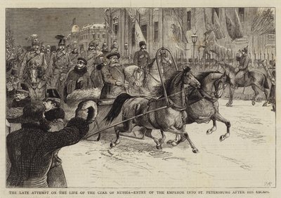 The Late Attempt on the Life of the Czar of Russia, Entry of the Emperor into St Petersburg after his Escape by William Ralston