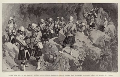 After the Battle of Dargai, Gordon Highlanders carrying down Killed and Wounded Gurkhas from the Scene of Action by William Small