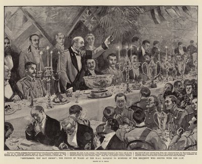 Gentlemen, You May Smoke, the Prince of Wales at the HAC Banquet to Members of the Regiment Who Served with the CIV by William Small