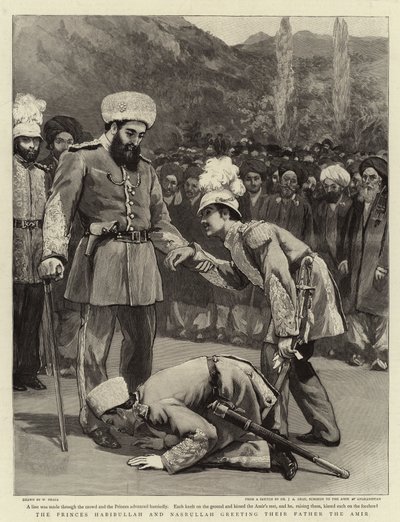 The Princes Habibullah and Nasrullah greeting their Father the Amir by William Small