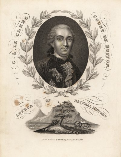Portrait of Count Georges Buffon inside laurel garland by William Smellie