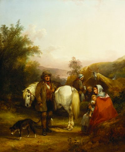 A Gypsy Encampment by a Clearing in a Wooded Landscape by William Snr. Shayer