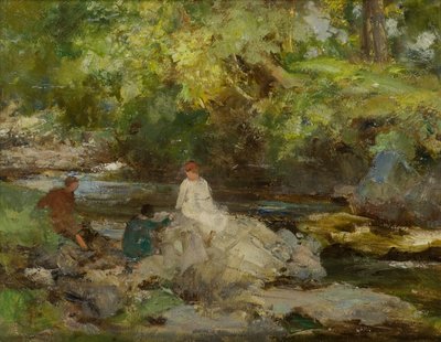 Three Figures by a River by William Stewart MacGeorge