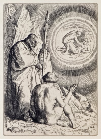 Michael Sets before Adam a Vision from Paradise Lost by John Milton, Illustration by William Strang by William Strang