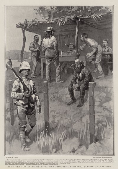The Light Side of Prison Life, Boer Prisoners at Bermuda playing at Ping-Pong by William T. Maud