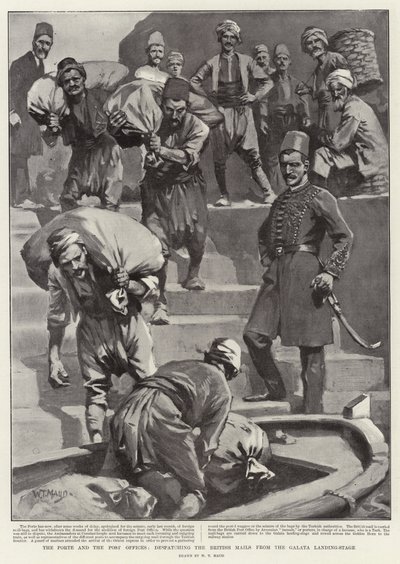 The Porte and the Post Offices, Despatching the British Mails from the Galata Landing-Stage by William T. Maud
