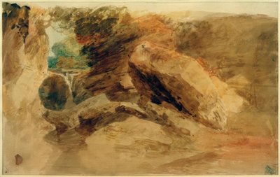 Rocks under a Cliff, with a Stream Falling into Narrow Channel by Joseph Mallord William Turner