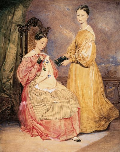 Portrait of Florence Nightingale (1820-1910) with her sister Frances Parthenope by William White (attr. to) Warren