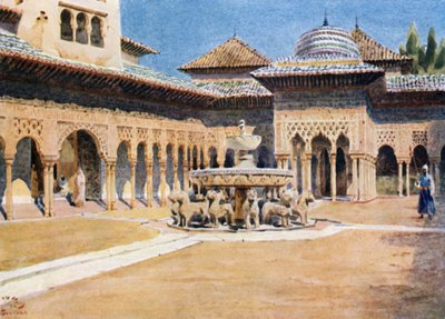 Granada, the Alhambra, Court of Lions by William Wiehe Collins