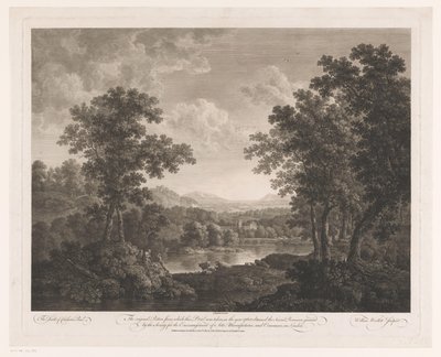 Landscape with Shepherds and Cattle by a Lake by William Woollett
