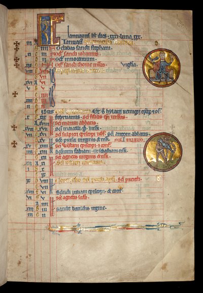 January, a Three-Headed Man Drinking, Illustration from the 
