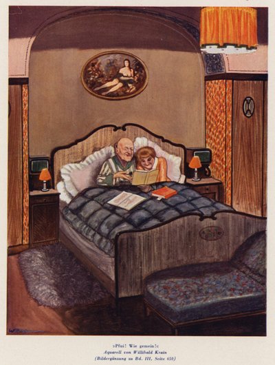 Couple Looking at Erotic Books in Bed by Willibald Krain